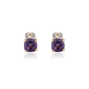 14K Gold Amethyst Stud Earrings