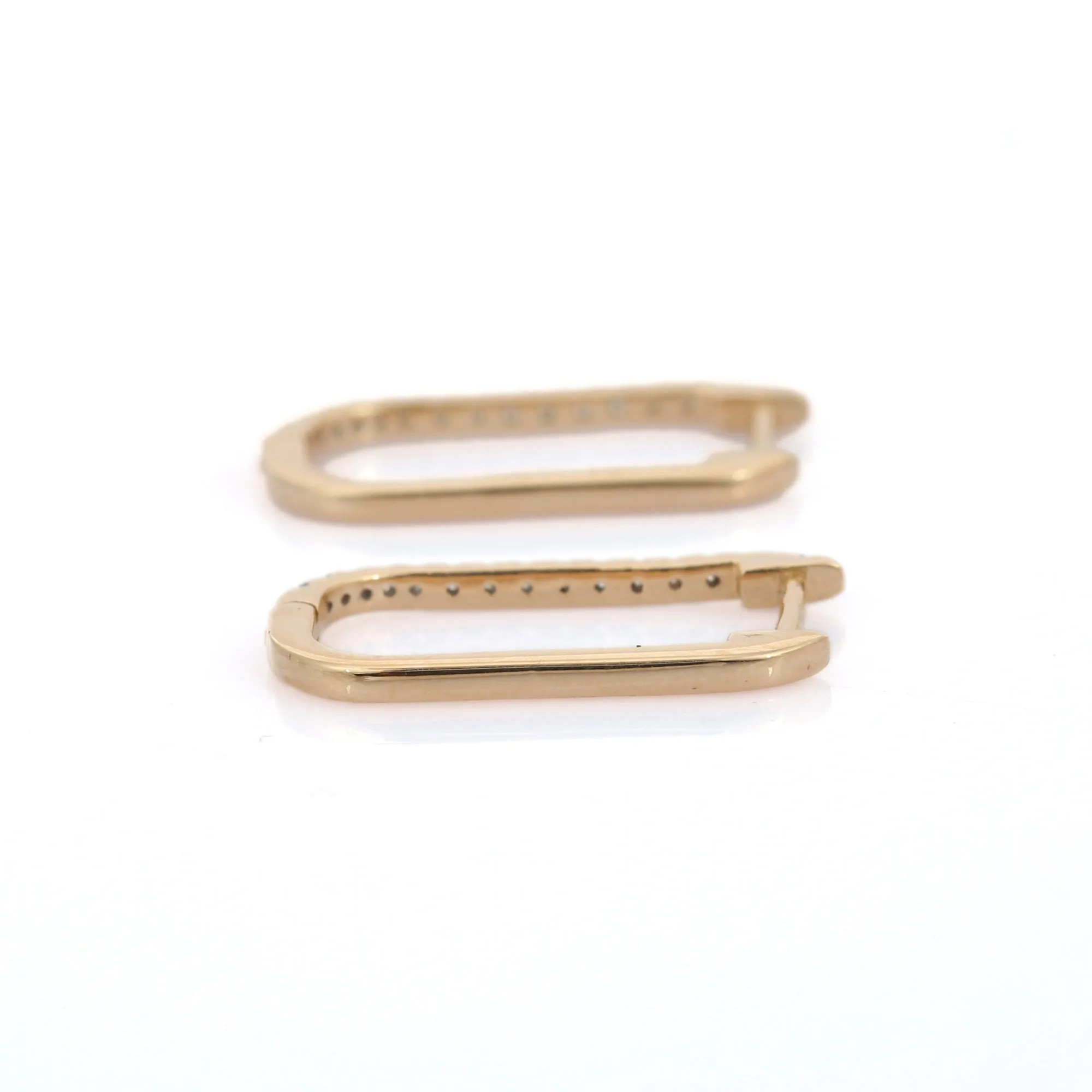 14K Gold Designer Diamond Hoop Earrings