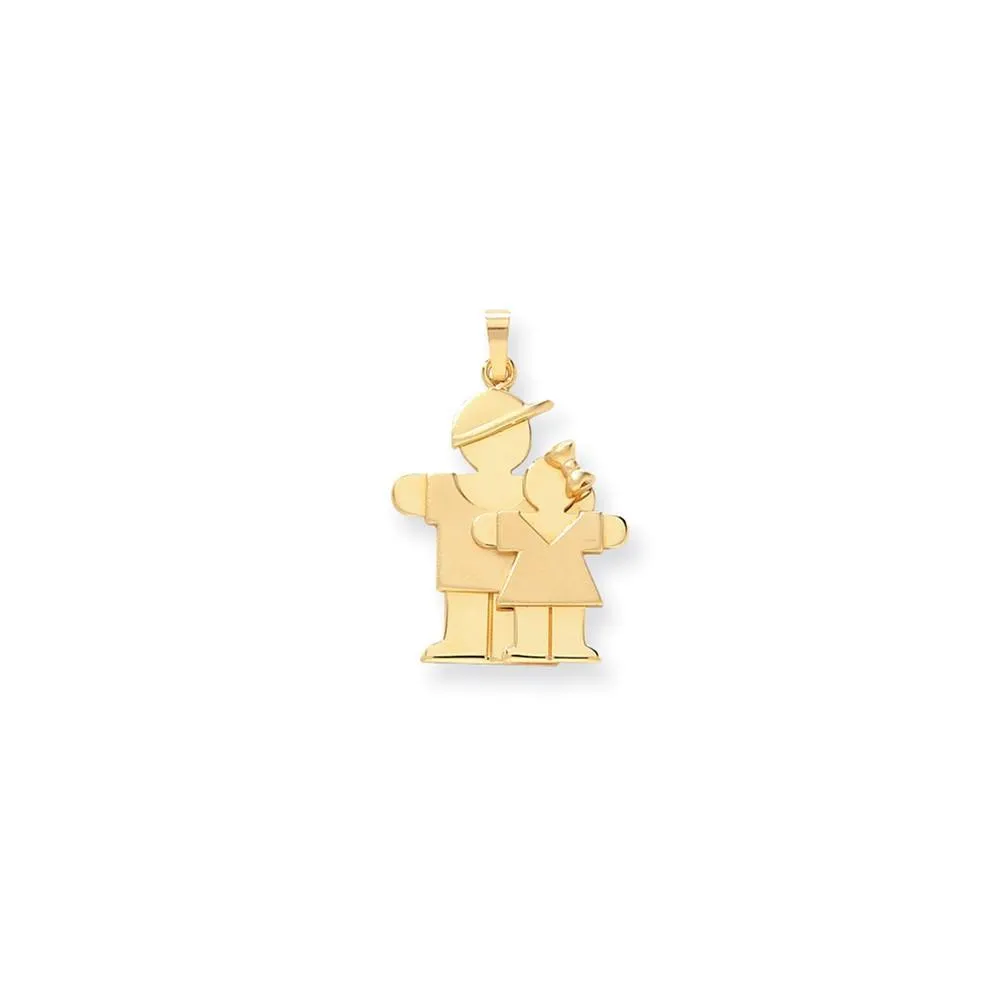 14k Yellow Gold Big Boy/Little Girl Hugs Charm