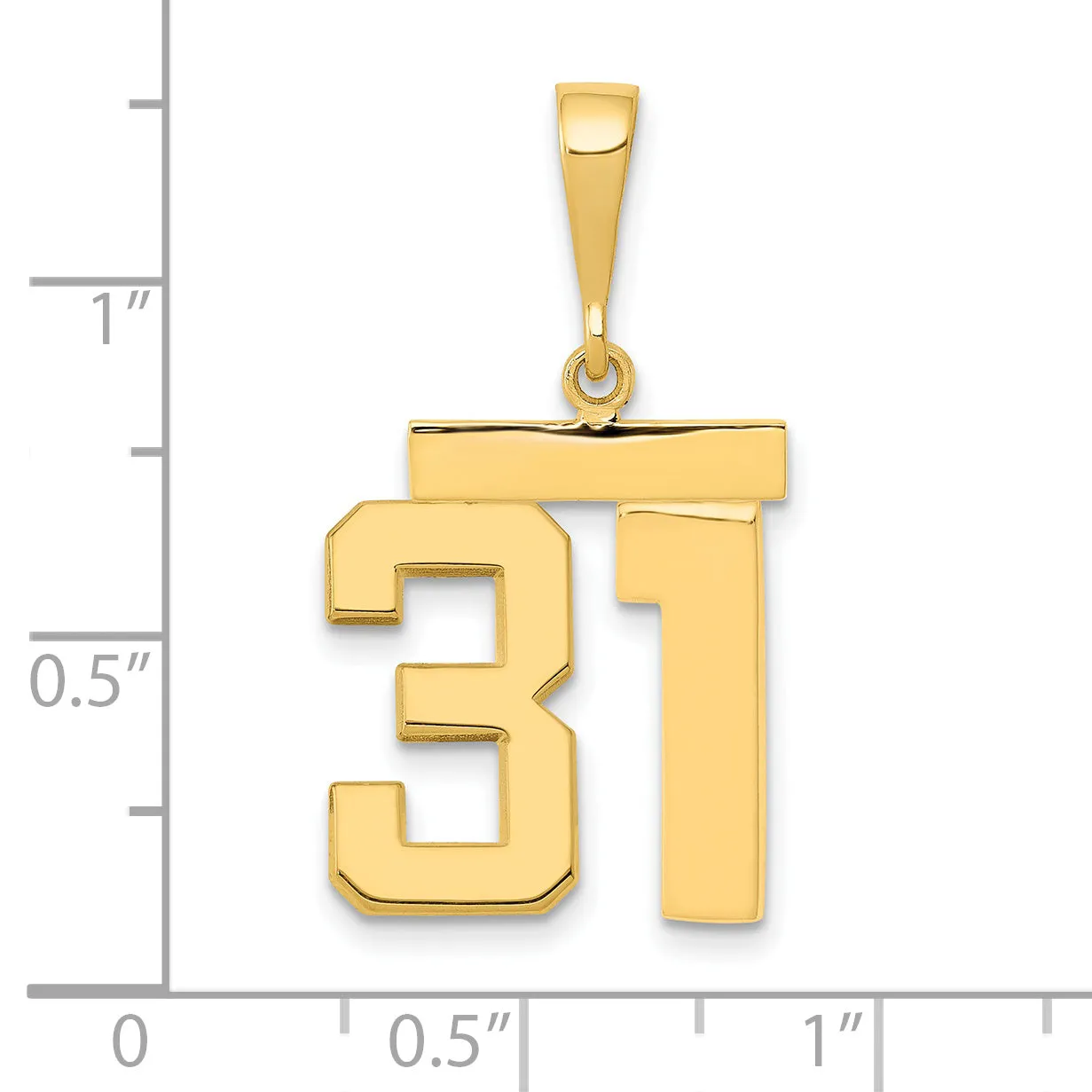 14k Yellow Gold Medium Polished Number 31 Charm