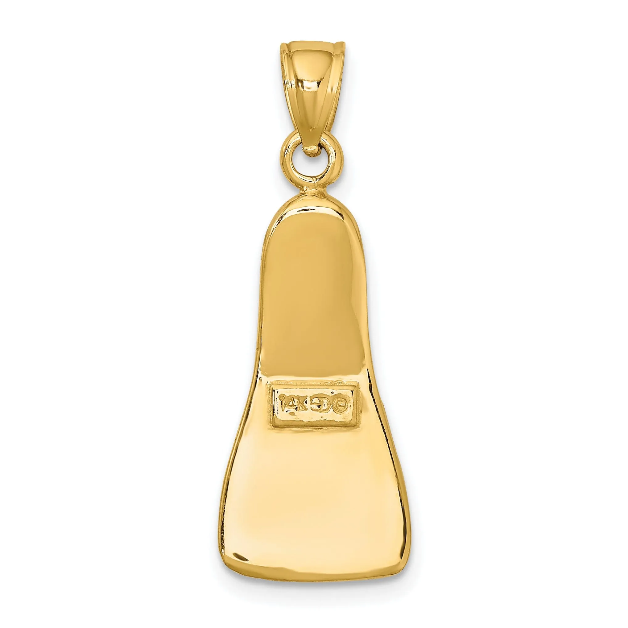 14K Yellow Gold Polish Finish 3-Dimensional Scuba Flipper Charm Pendant