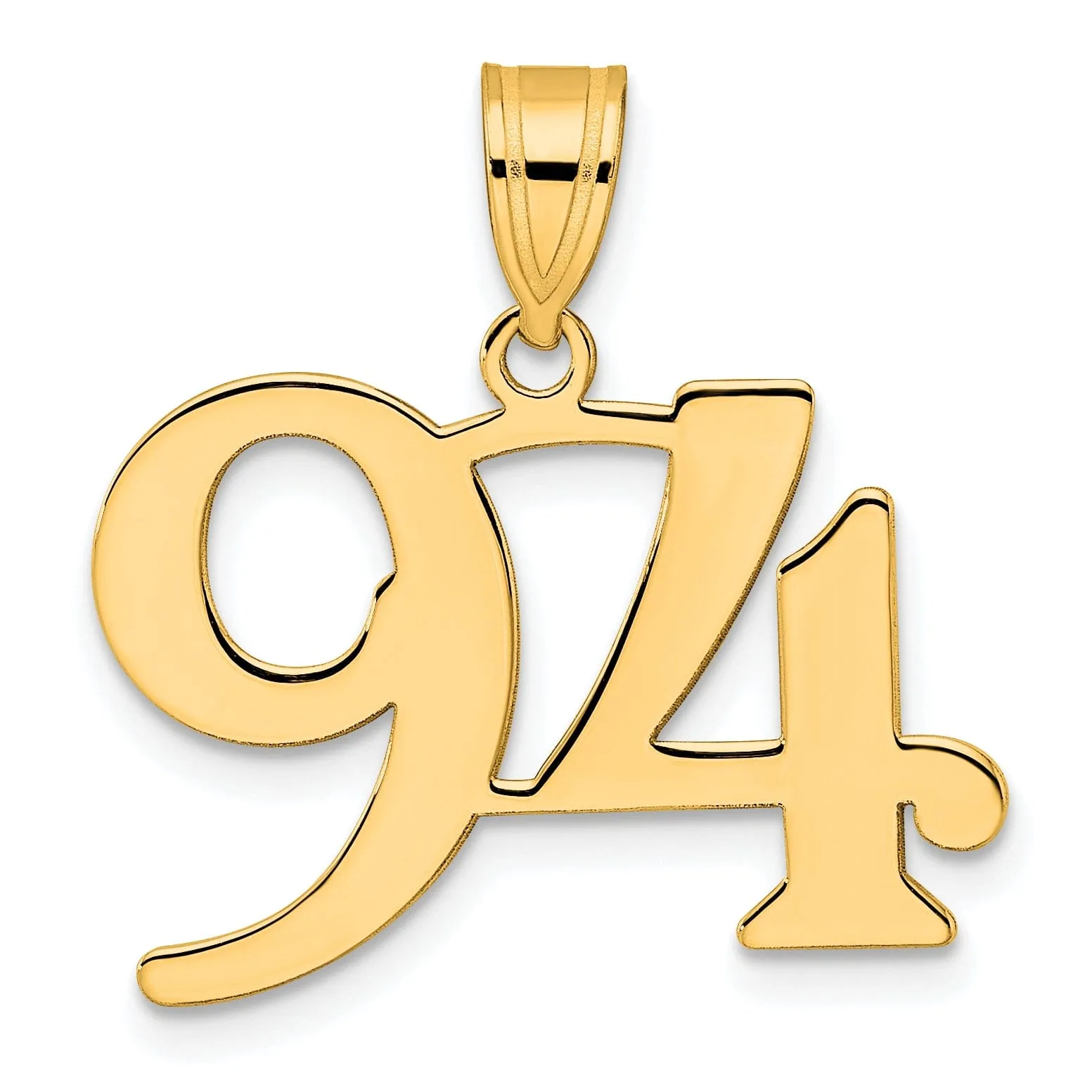 14k Yellow Gold Polished Finish Number 94 Charm Pendant