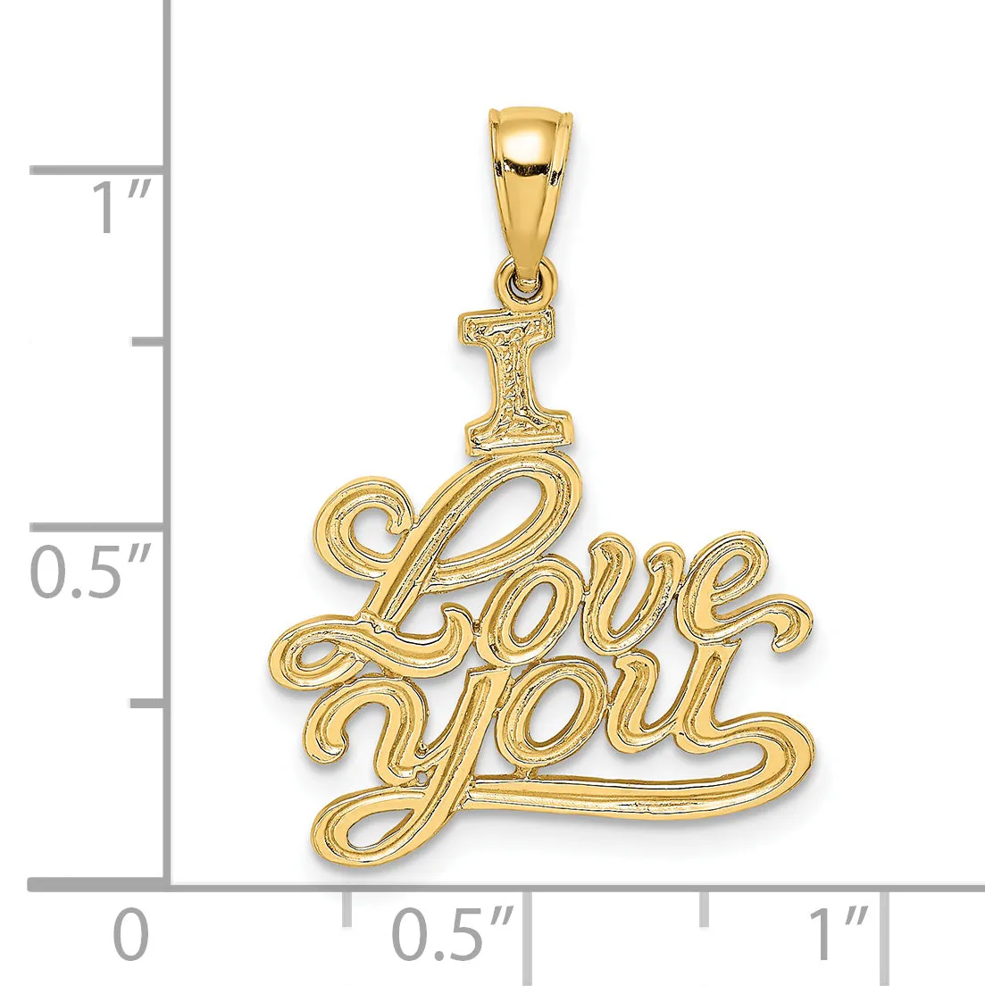 14k Yellow Gold Textured I LOVE YOU Pendant