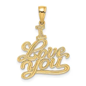 14k Yellow Gold Textured I LOVE YOU Pendant