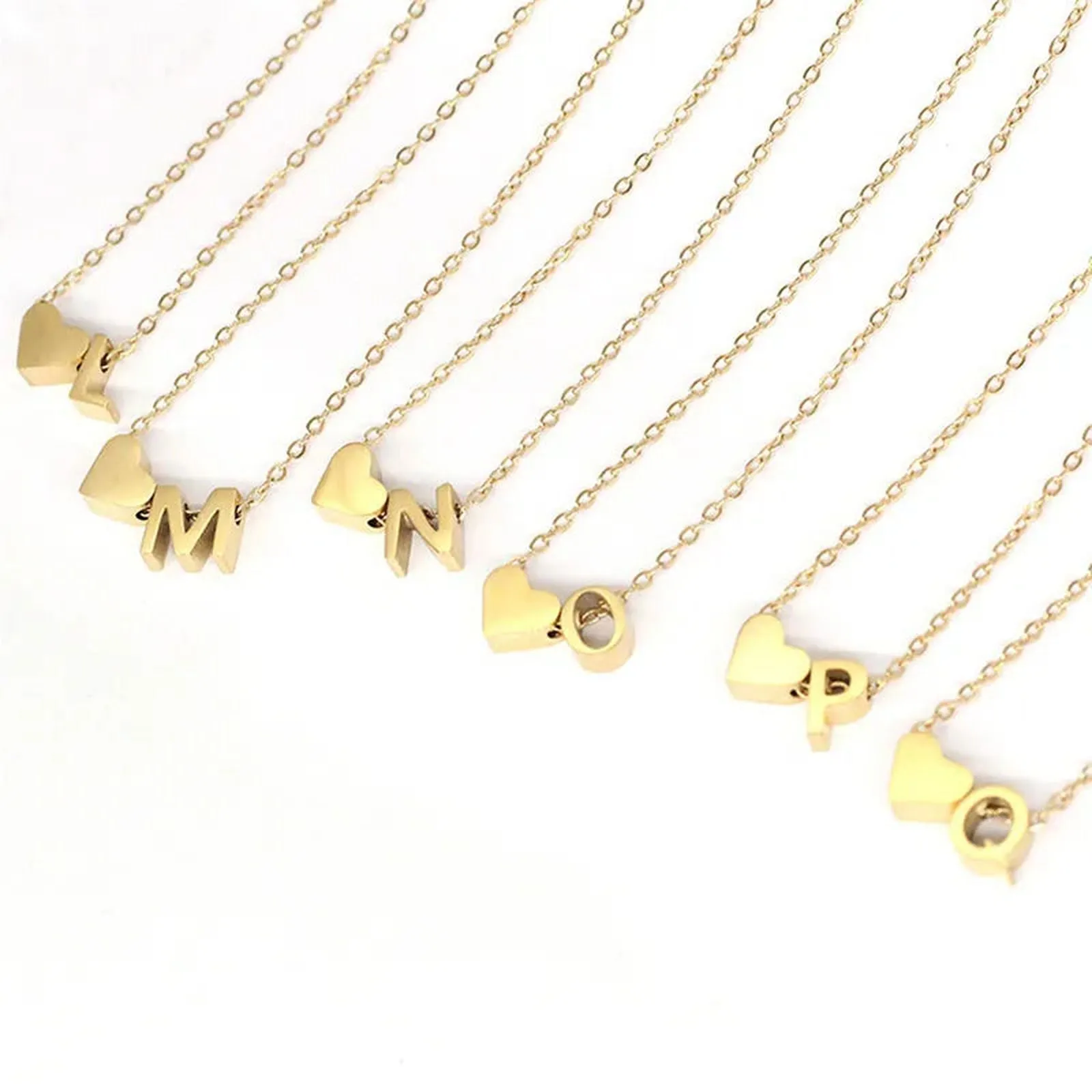 18K Gold Plated Initial Heart Letter Necklace SLR