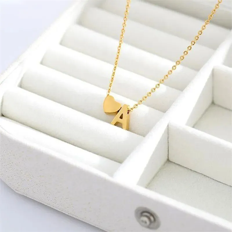 18K Gold Plated Initial Heart Letter Necklace SLR