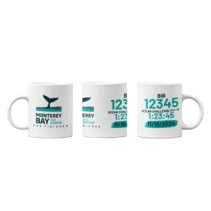 2024 Monterey Bay Half Marathon Finisher Mug with Personalized Bib and Time