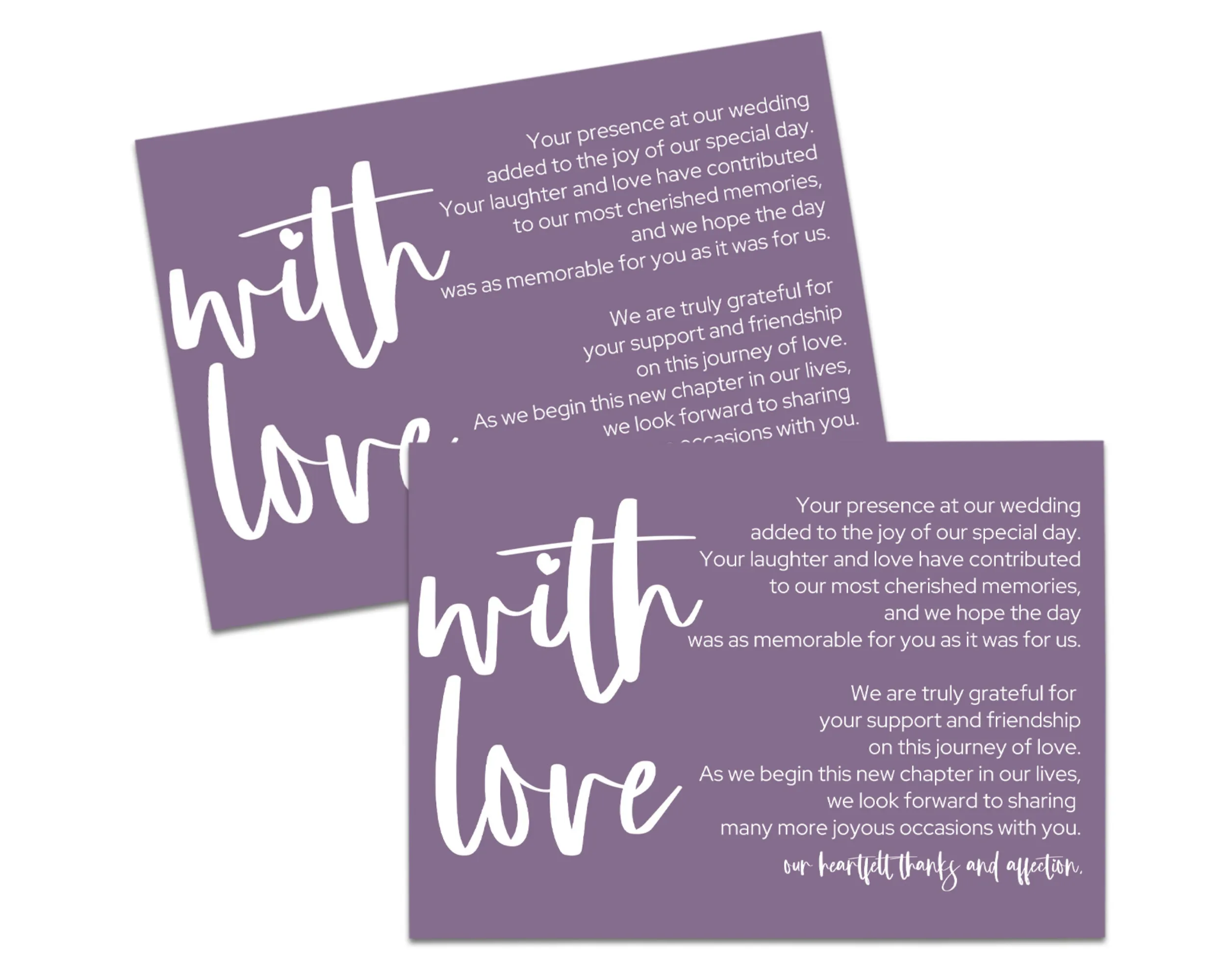 25-Pack Everafter Reception Thank You Cards - 4x6 Wedding Table Favors