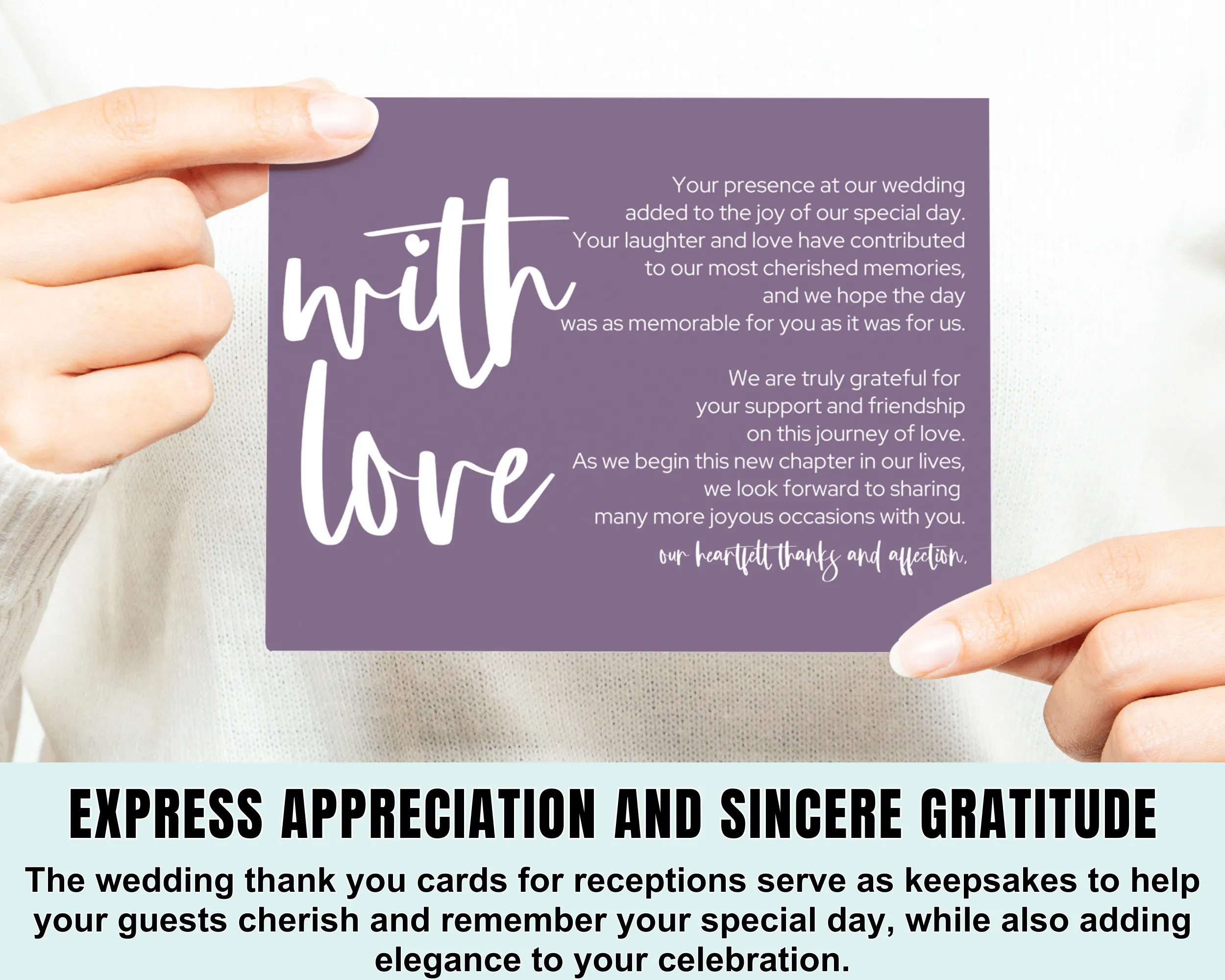 25-Pack Everafter Reception Thank You Cards - 4x6 Wedding Table Favors