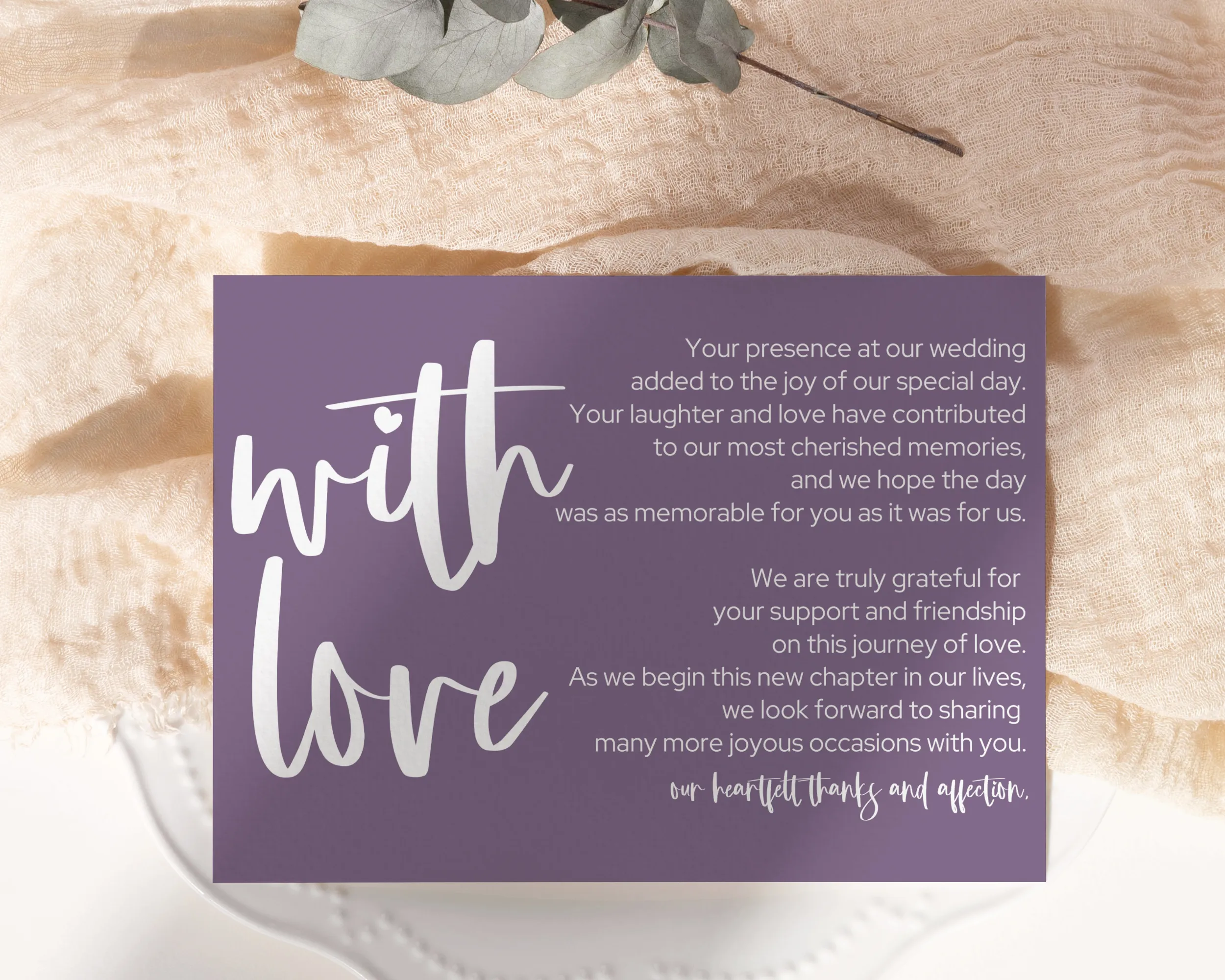 25-Pack Everafter Reception Thank You Cards - 4x6 Wedding Table Favors