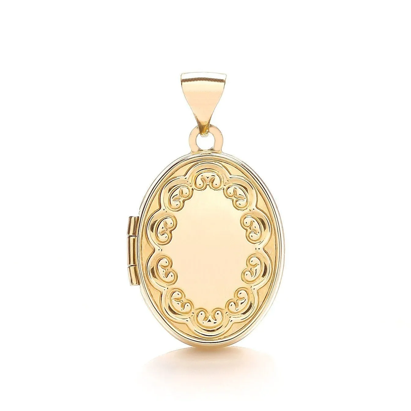 9ct Gold Women's Oval Locket, Hand Engraved Elegance, 24mm, Chain Length Options 16" - 20", Gift box included