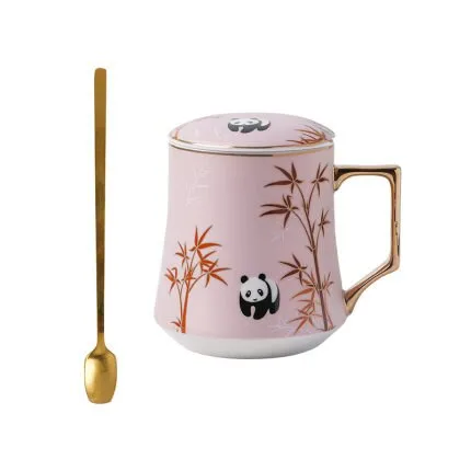 Adorable Ceramic Panda Coffee Cups With Lid Spoon