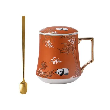 Adorable Ceramic Panda Coffee Cups With Lid Spoon