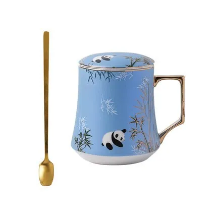 Adorable Ceramic Panda Coffee Cups With Lid Spoon