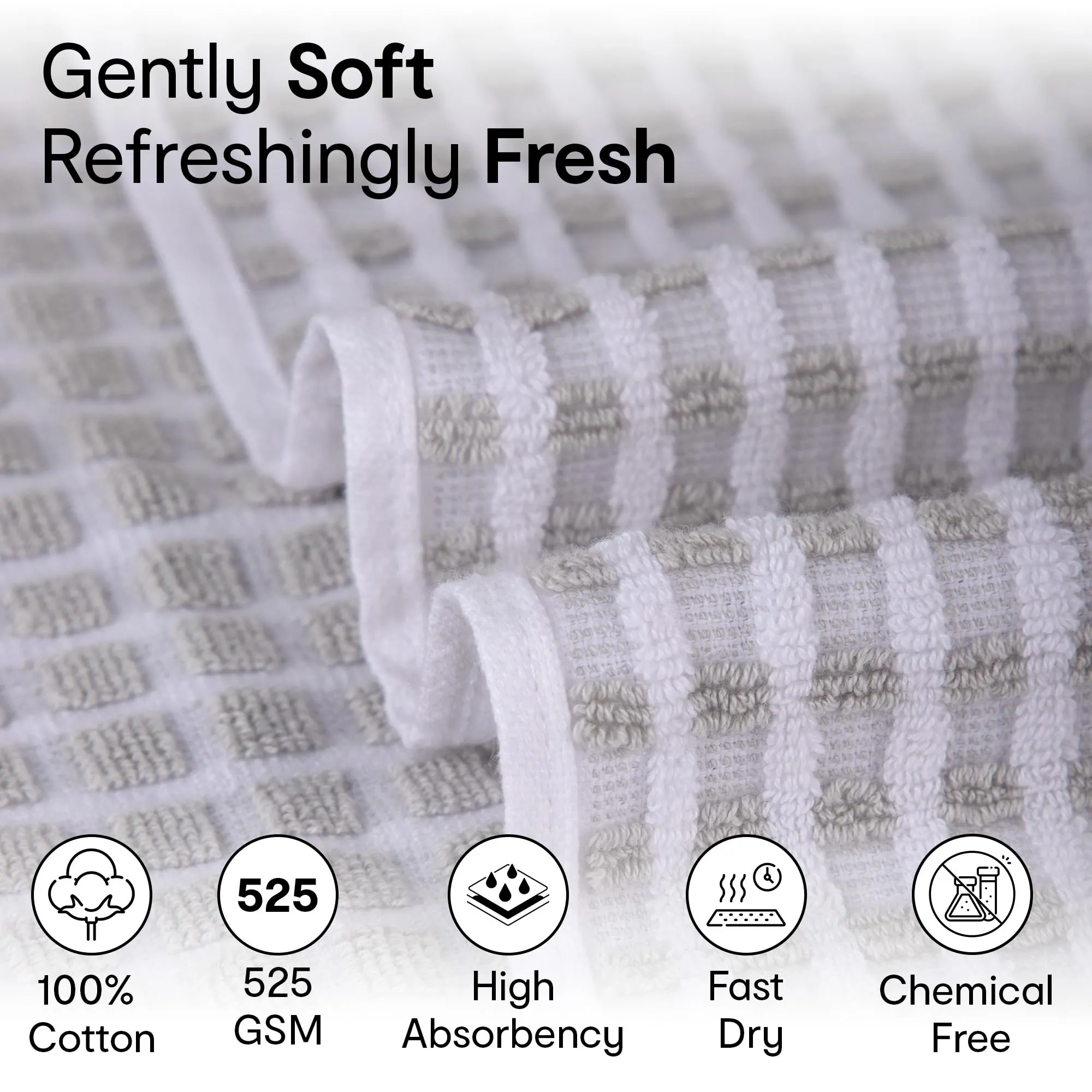 Anko Australia 100% Cotton 520 GSM Large Malmo Bath Towel | Set of 1 | Super-Soft, Absorbent, Quick-Drying | Grey Checkered Towel for Men, Women & Kids | 140x70 cm |Travel, Gym, Spa Towel