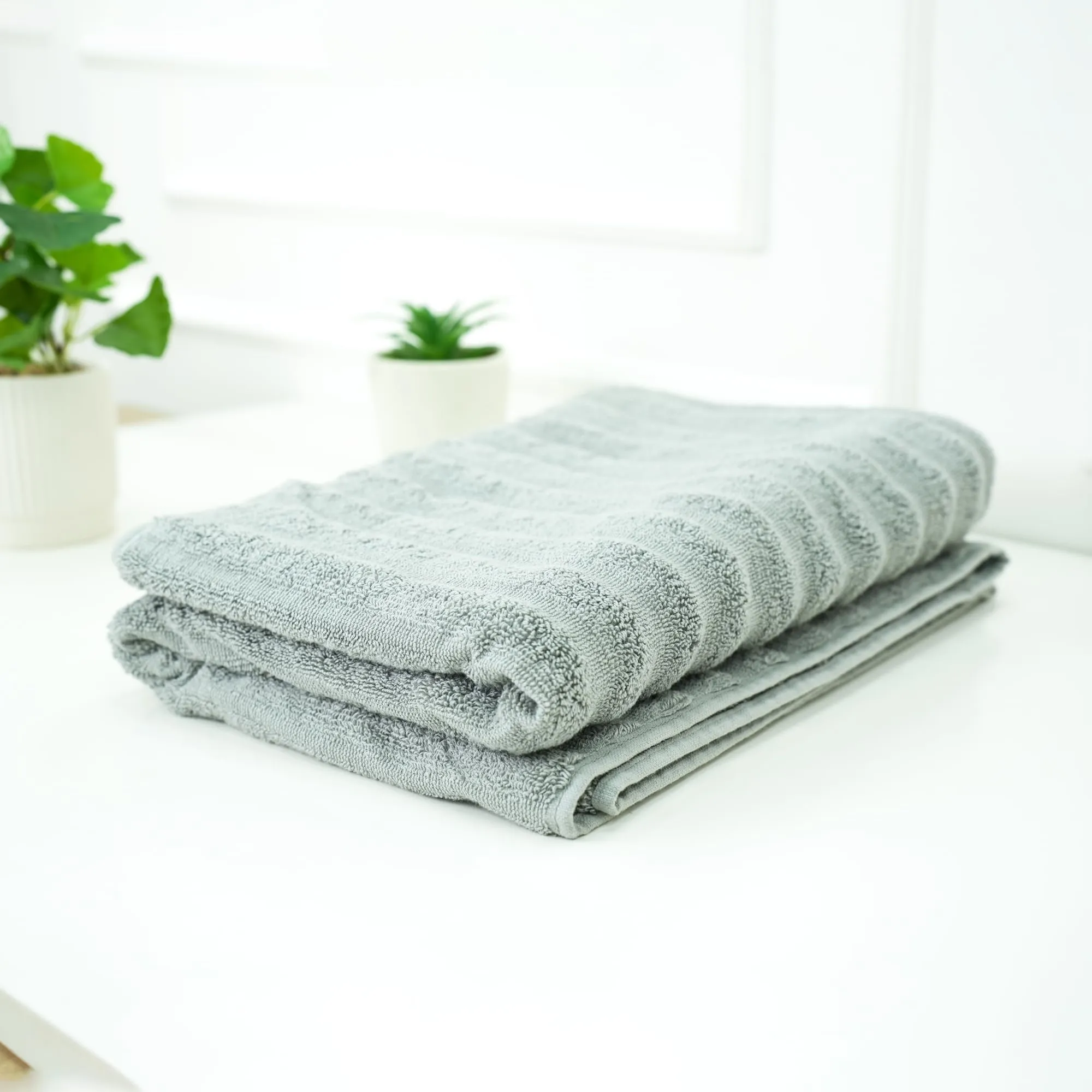 Anko Australia 100% Cotton 700 GSM Large Ribbed Bath Towel | Set of 1 | Super-Soft, Absorbent, Quick-Drying | Grey Towel for Men, Women & Kids | 135x68 cm |Travel, Gym, Spa Towel