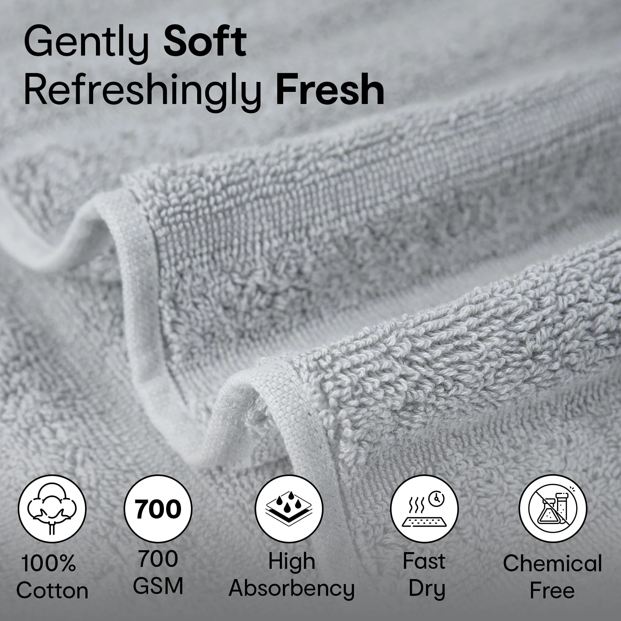 Anko Australia 100% Cotton 700 GSM Large Ribbed Bath Towel | Set of 1 | Super-Soft, Absorbent, Quick-Drying | Grey Towel for Men, Women & Kids | 135x68 cm |Travel, Gym, Spa Towel