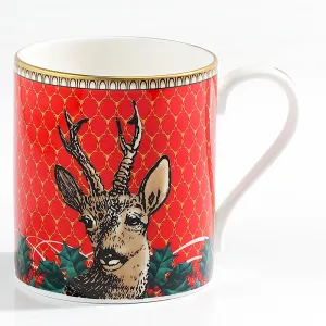 Antler Trellis & Stag Mug Red