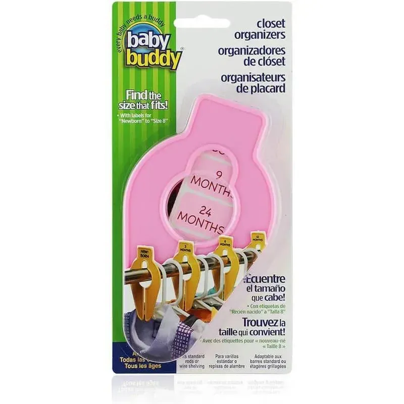 Baby Buddy - 5Pk Size-It Closet Organizers, Pink