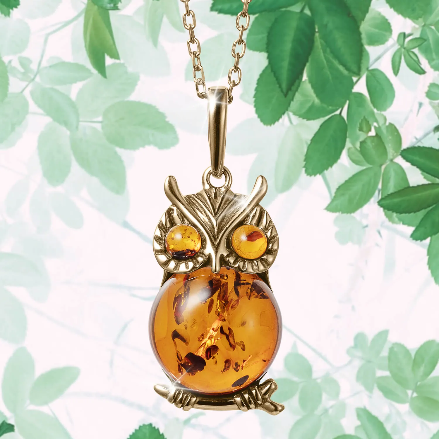 Baltic Amber Wise Owl Pendant