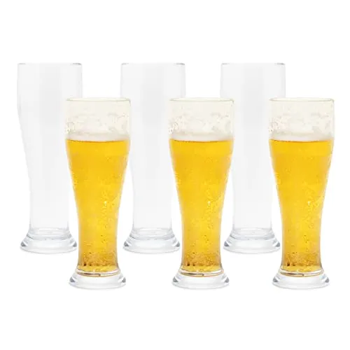 BELLAFORTE Shatterproof Plastic Beer Glasses 16oz Unbreakable Glass Set