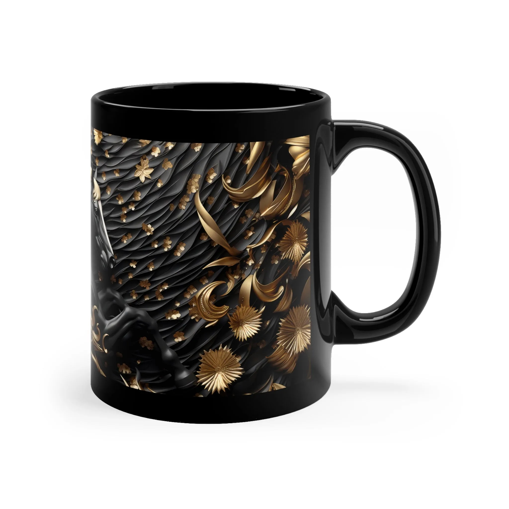 BLACK and GOLD 3D HORSE Mug - Special Edition - Mugscity - Free Shipping