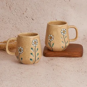 Ceramic Blossom Mug | Beige | 500 ml | Set of 2