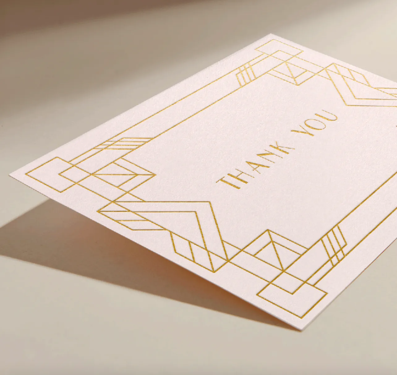 Crane Rose Gold Deco Border Thank You Card (10 ea)