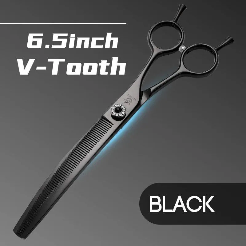 Curved Pet Grooming Shears: Professional Stainless Steel Blades for Cats and Dogs - Stylish, Ergonomic Design