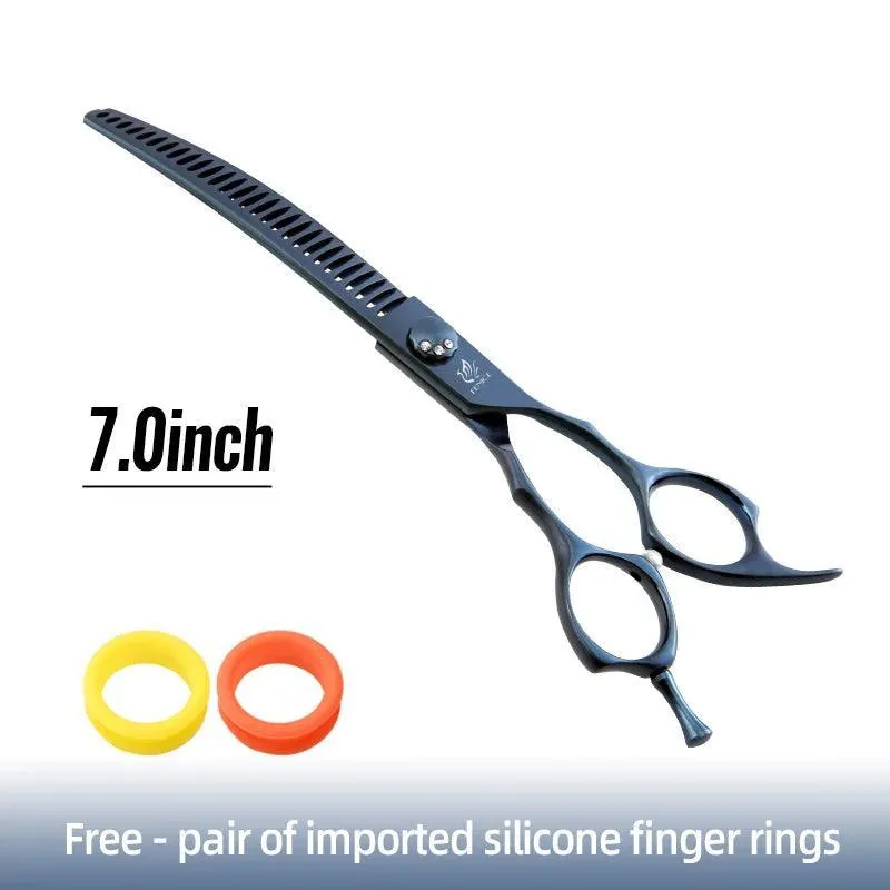 Curved Pet Grooming Shears: Professional Stainless Steel Blades for Cats and Dogs - Stylish, Ergonomic Design