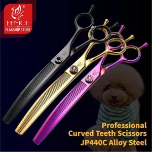 Curved Pet Grooming Shears: Professional Stainless Steel Blades for Cats and Dogs - Stylish, Ergonomic Design