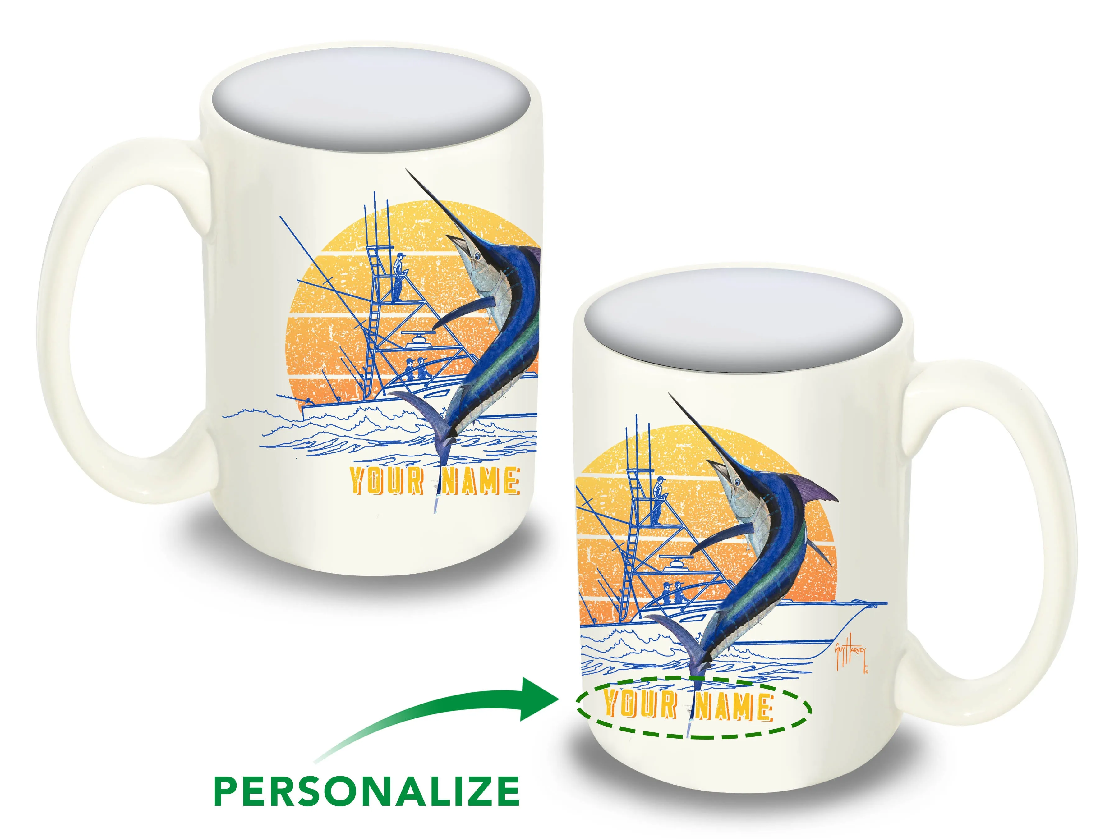 Custom Marlin Boat Coffee Mug