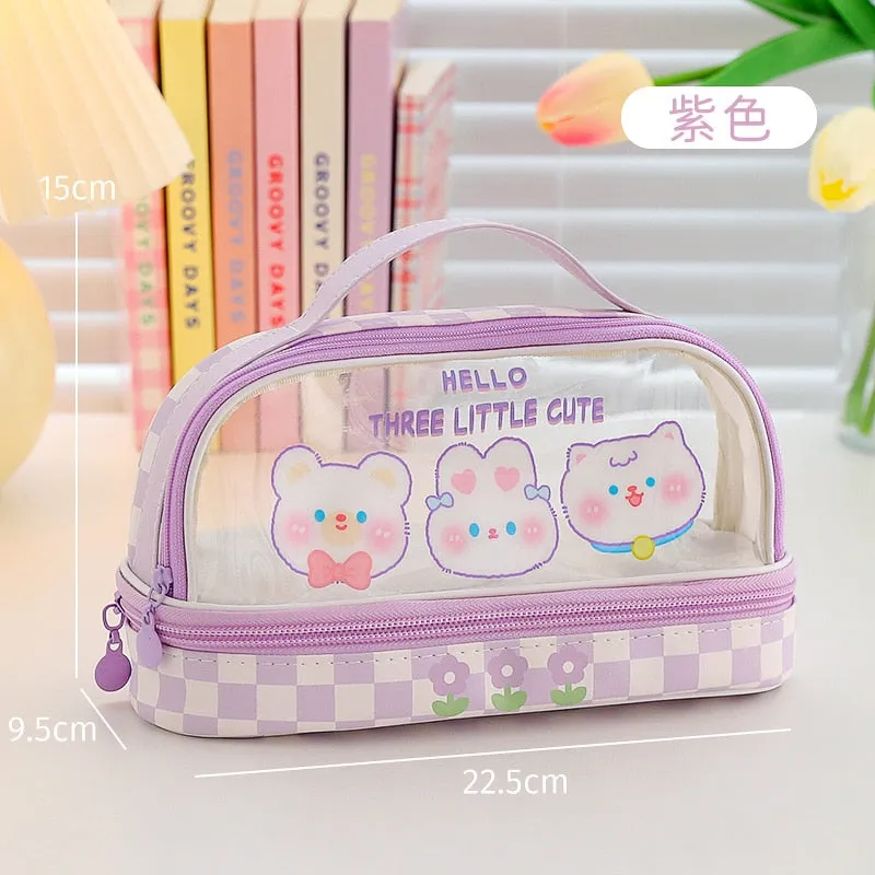 Double-Layer Transparent Pencil Bag