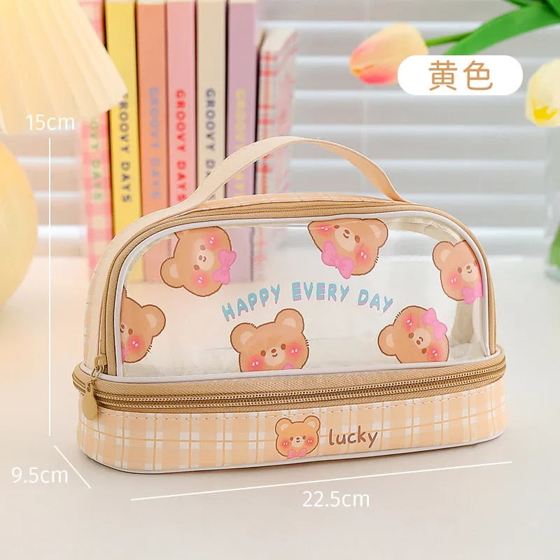 Double-Layer Transparent Pencil Bag