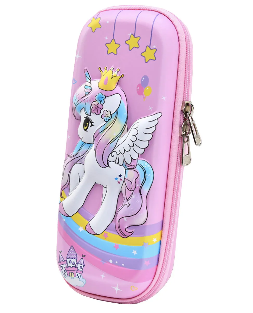 Fancydresswale Pencil Box 3D Pencil Pouch and Stationery Set Large Capacity for Boys and Girls (Unicorn Princess)