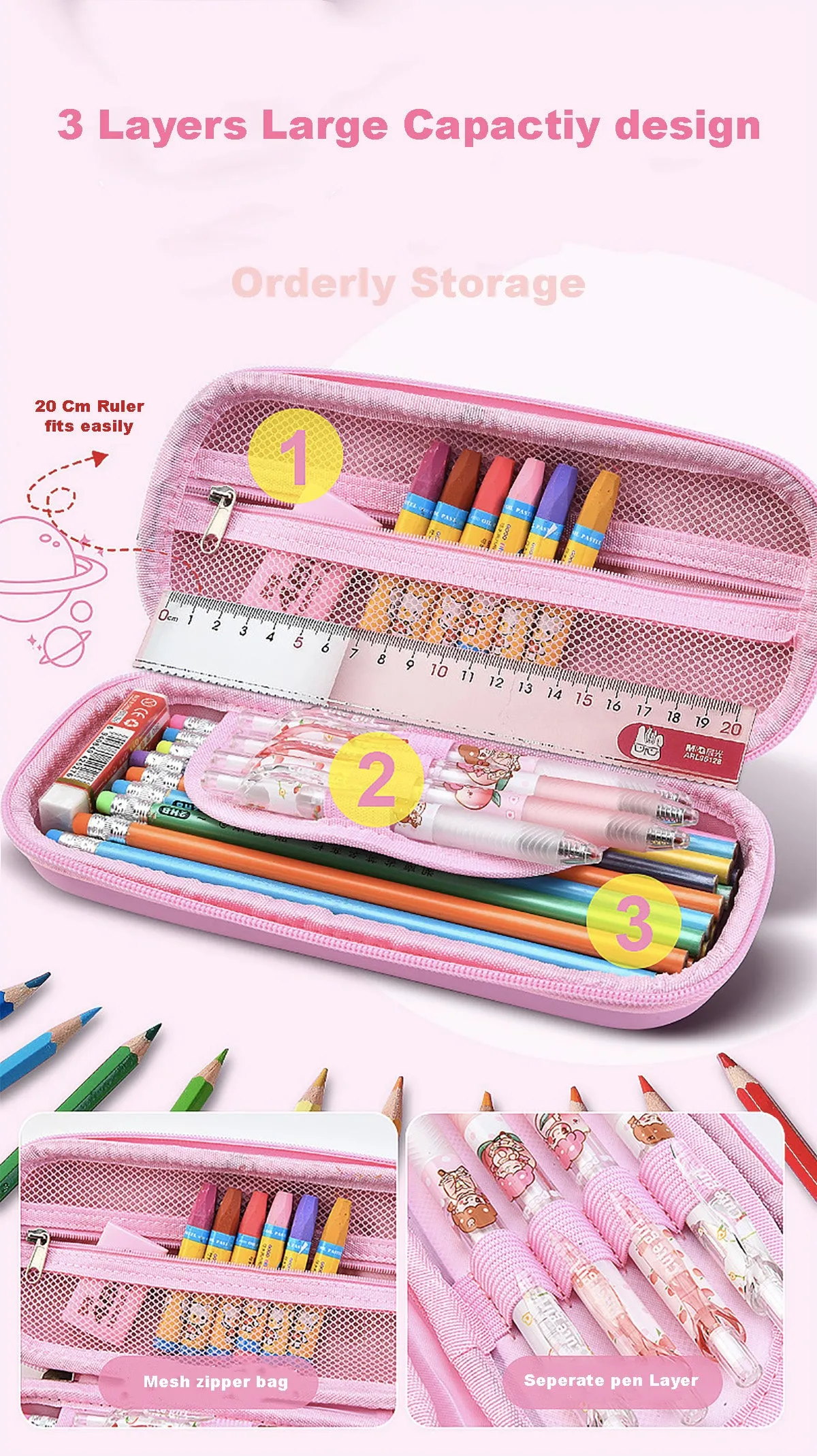 Fancydresswale Pencil Box 3D Pencil Pouch and Stationery Set Large Capacity for Boys and Girls (Unicorn Princess)