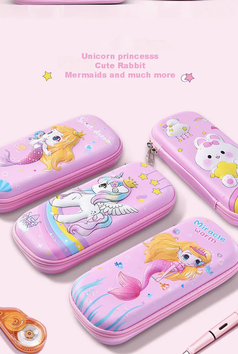 Fancydresswale Pencil Box 3D Pencil Pouch and Stationery Set Large Capacity for Boys and Girls (Unicorn Princess)