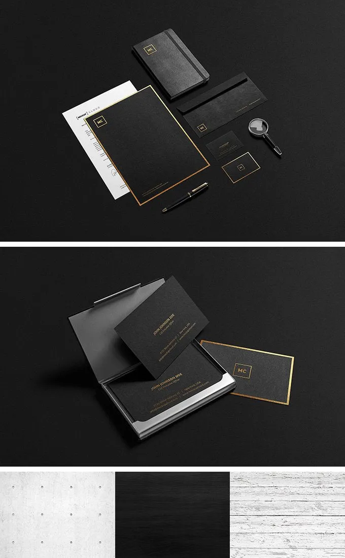 Free Black   Gold Stationery Mockup