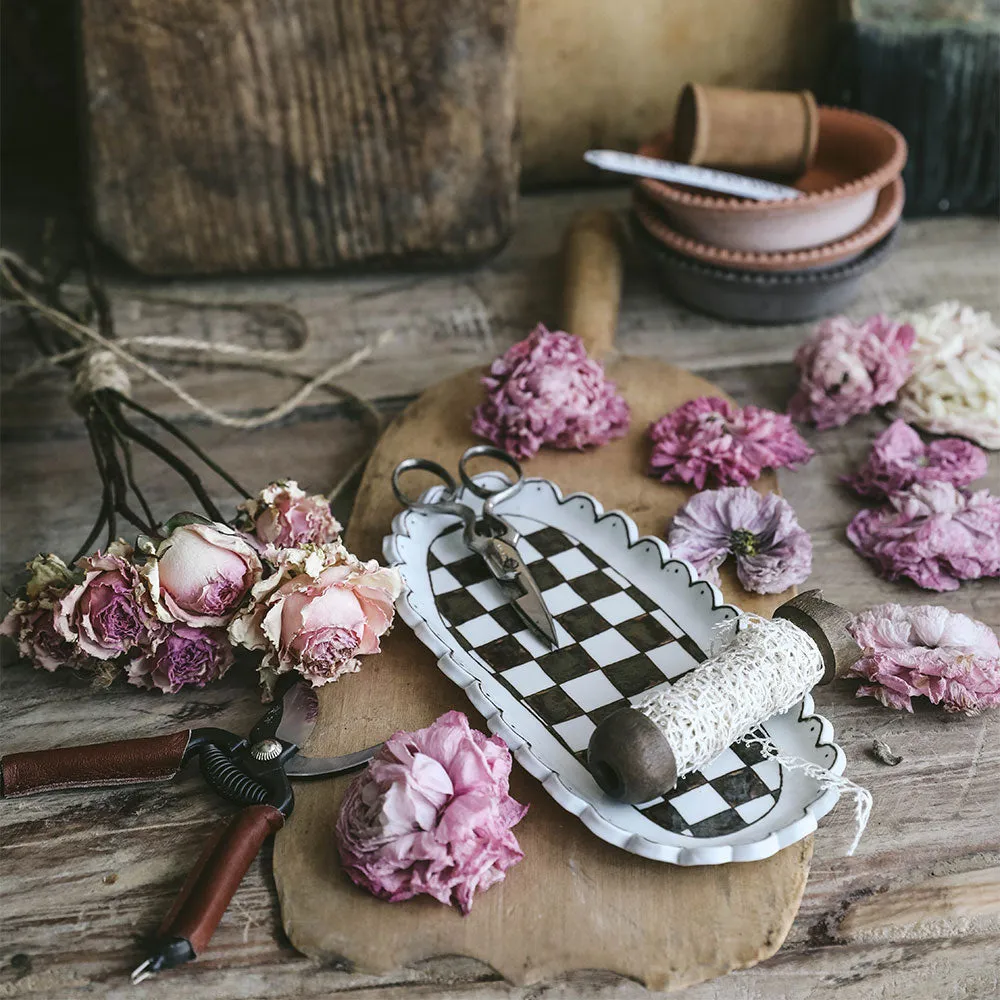 Hand-painted Ceramic Checkered Tray