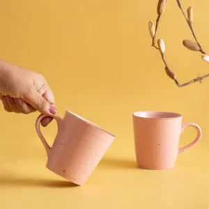 Handmade Ceramic Tea / Coffee Mugs, Set of 2, Warm Pink