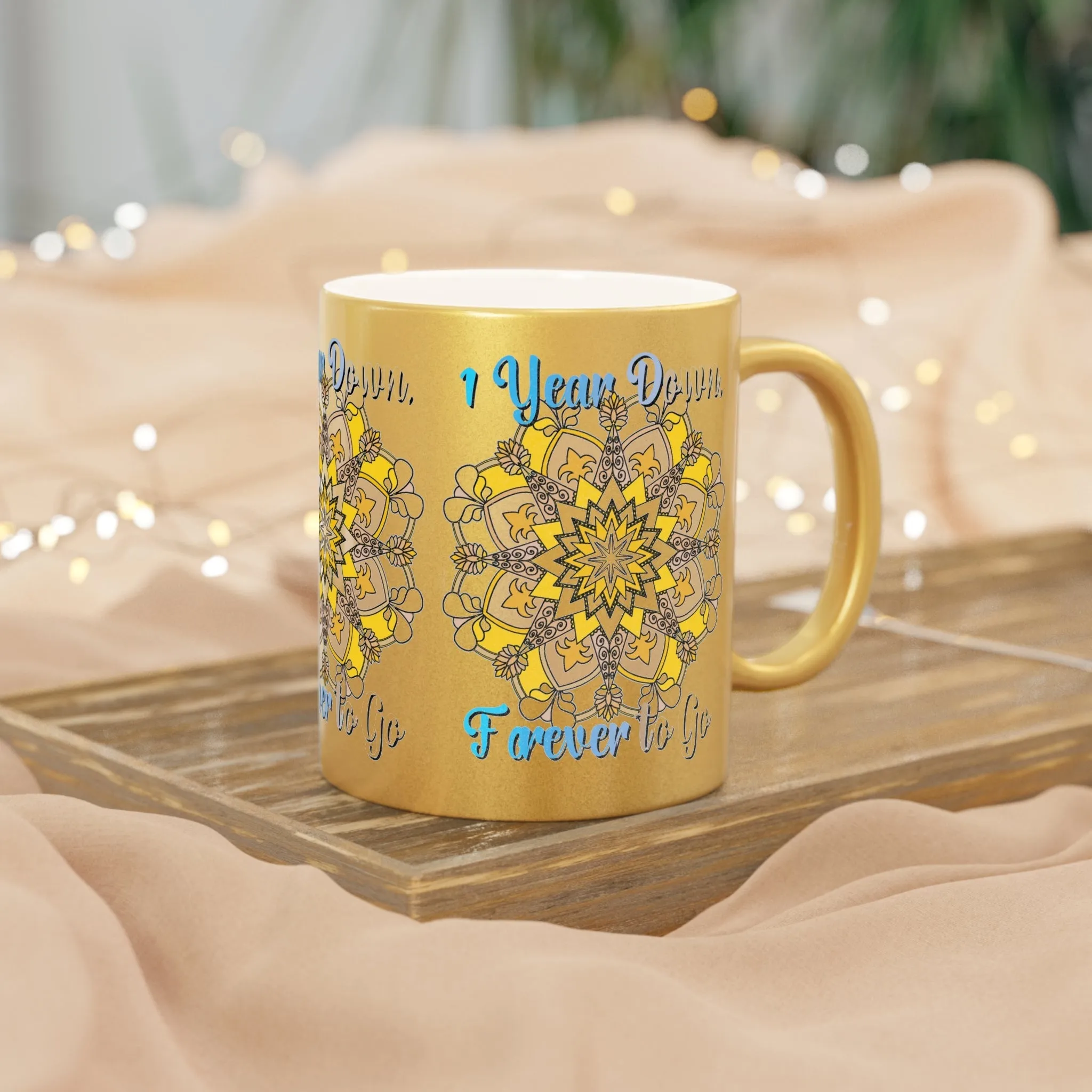 Handmade Mandala Metallic Mug - 1 Year Wedding Anniversary Gift