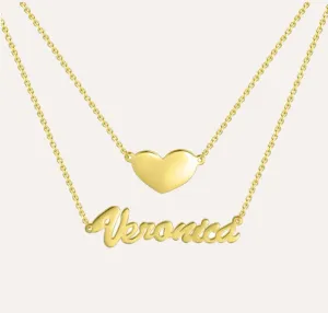 Heart & Name Layered Necklace