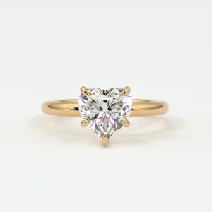 Heart Shape Pave Diamond Hidden Halo, Gold Band