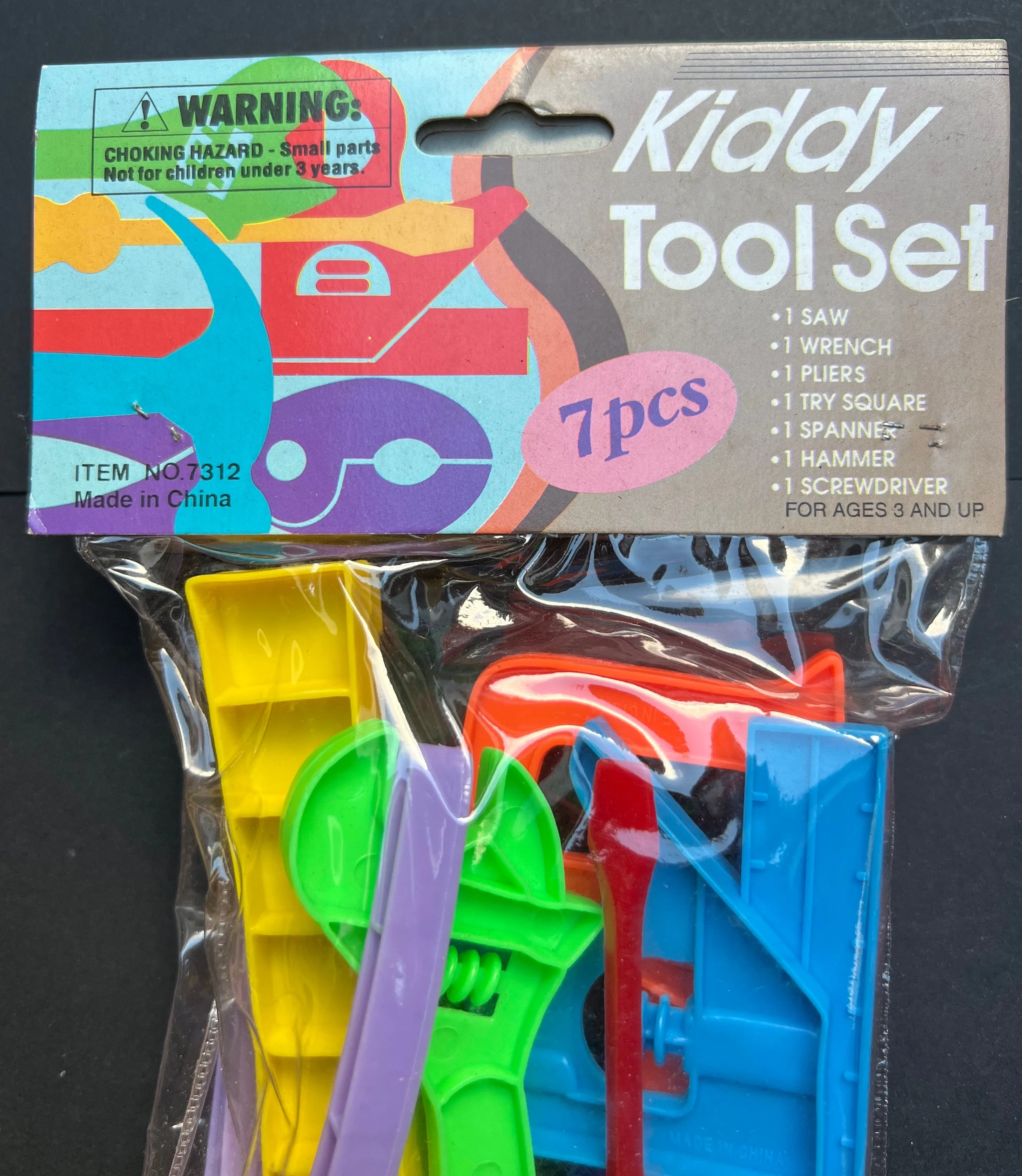 Kiddy Tool Set -7 Big Plastic Neon Tools