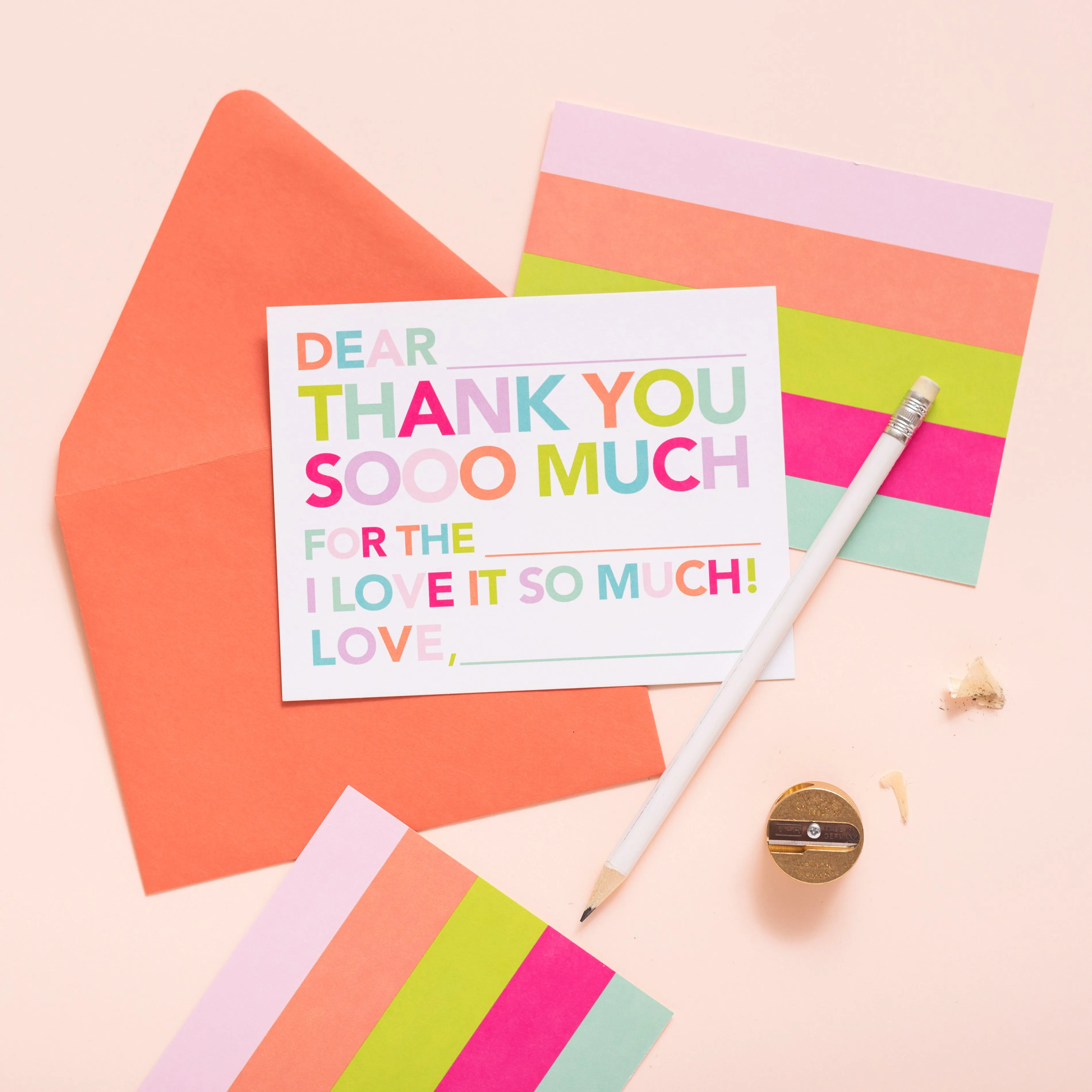 Kids Fill In Thank You Notes - Pinks