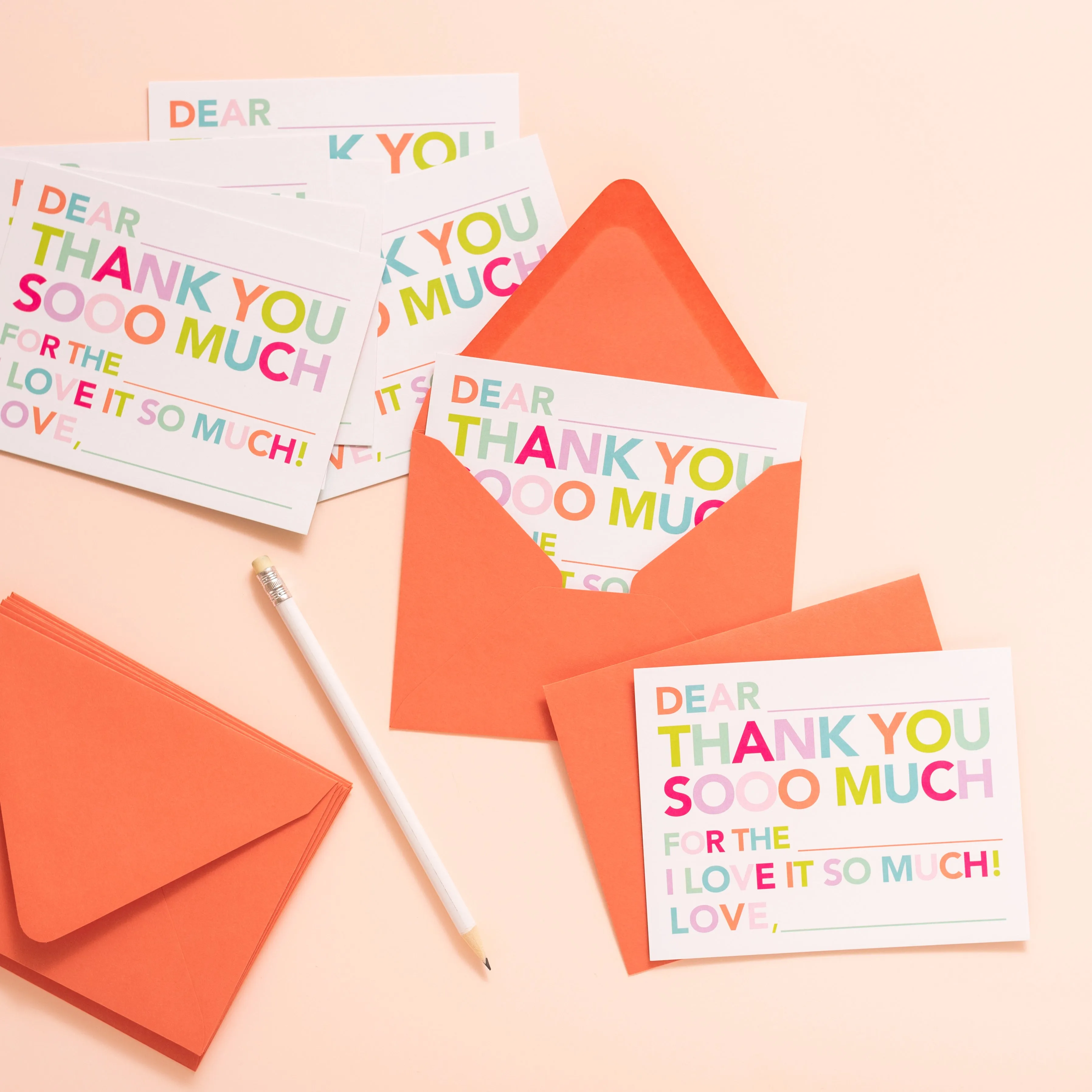 Kids Fill In Thank You Notes - Pinks