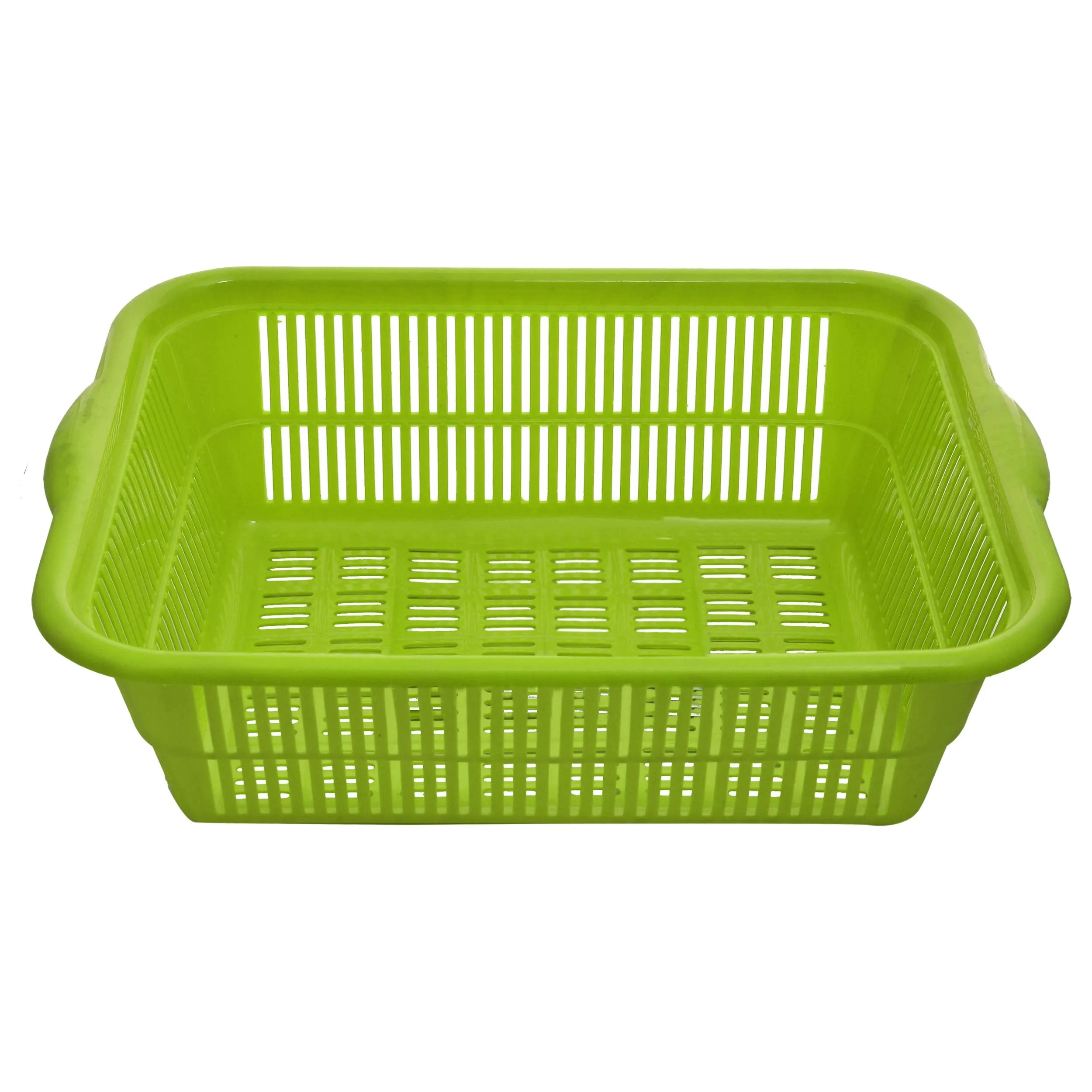 Kuber Industries 2 Pieces Plastic Kitchen Dish Rack Drainer Vegetables and Fruits Basket Dish Rack Multipurpose Organizers,Large Size,Green & Yellow - KUBMART791