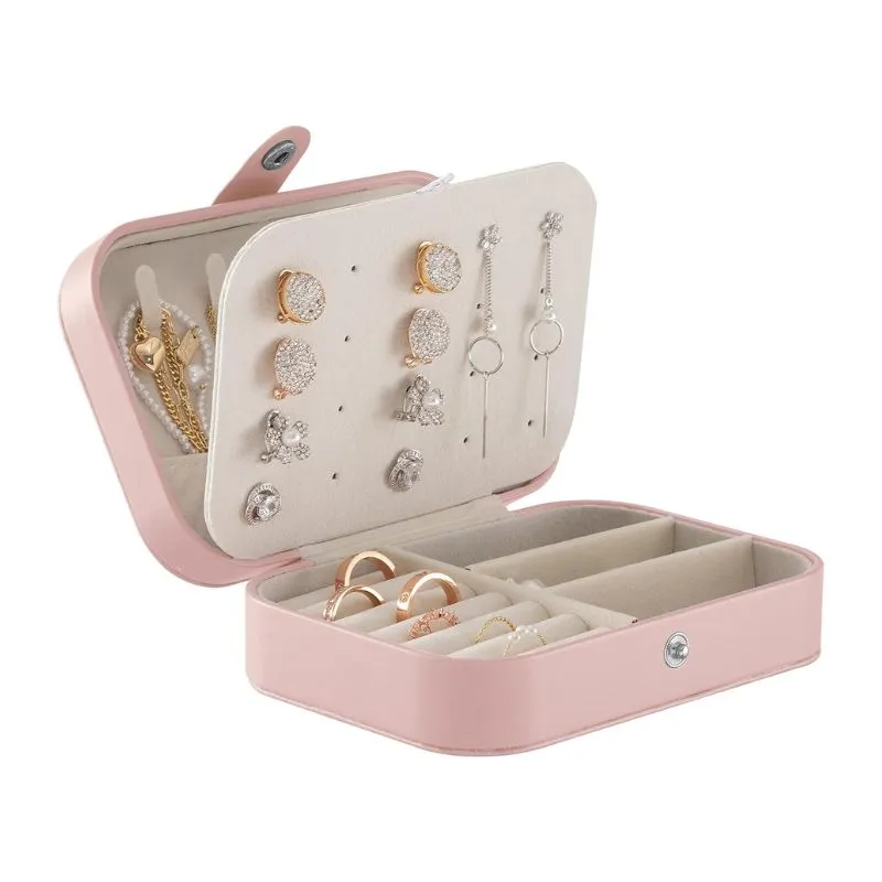 Leather Jewelry Box Long Pink