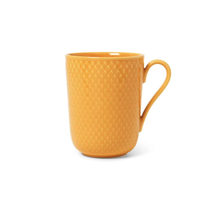 Lyngby Porcelæn Rhombe Color Mug With Handle Set, Yellow, 11.2 Oz, 4 Pcs.