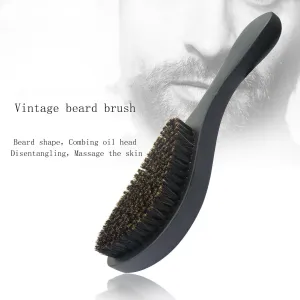 Mens Hair Straightening Beard Beech Wood Handle Oil Head Brush